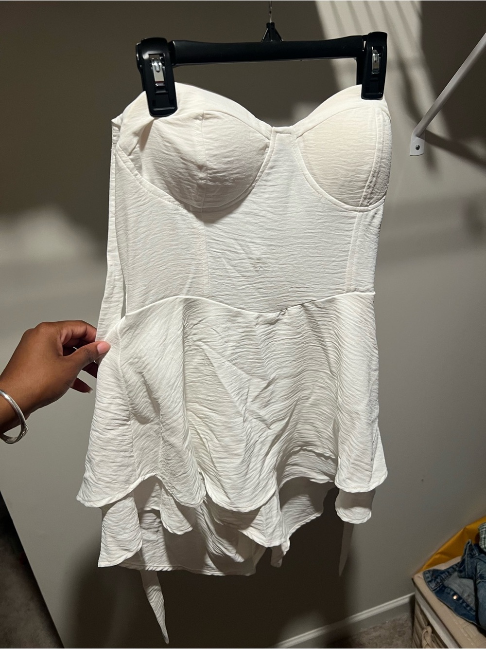Rainbow Ivory Strapless Ruffled Romper